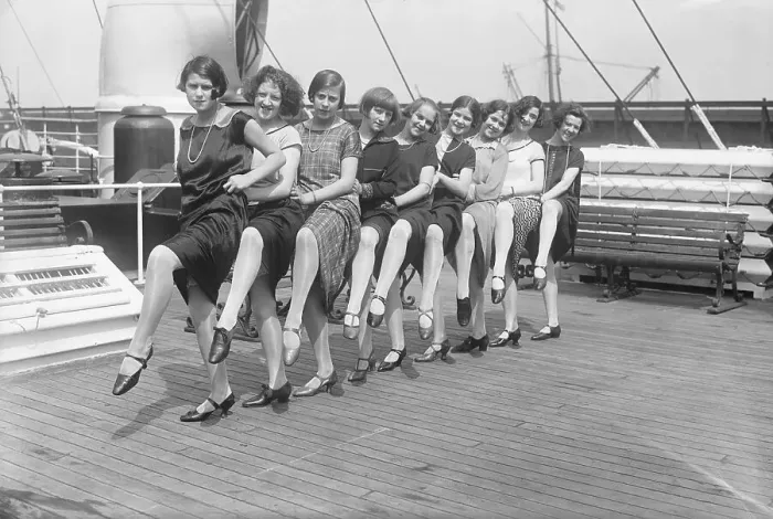 Framed Print : Tiller Girls Posing Aboard Ship Framed Print : Tiller Girls Posing Aboard Ship