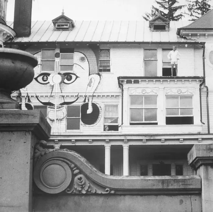 Framed Print : Tim Leary Standing on Window Ledge