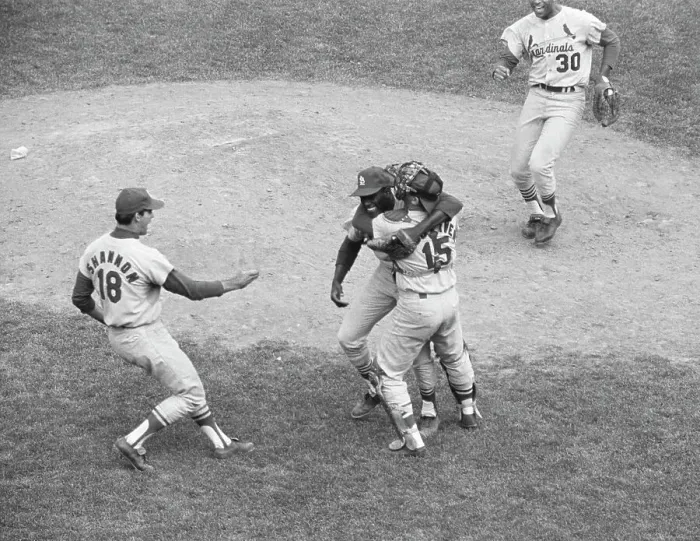 Framed Print : Tim Mccarver Hugging Bob Gibson Framed Print : Tim Mccarver Hugging Bob Gibson