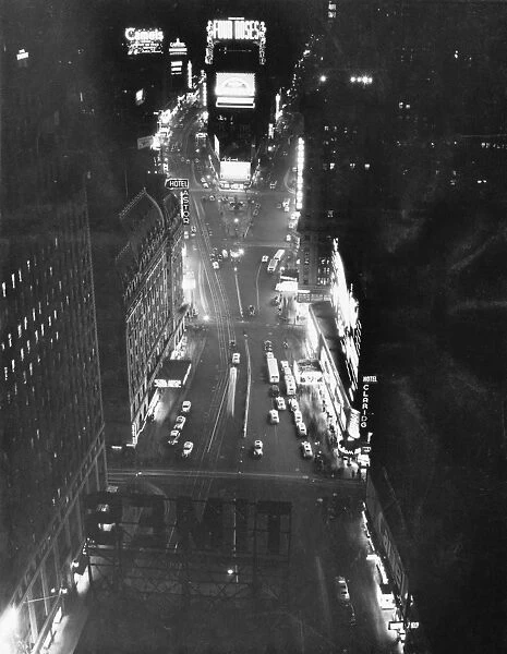 Times Square. Neon signs in Times Square, New York City, 1941