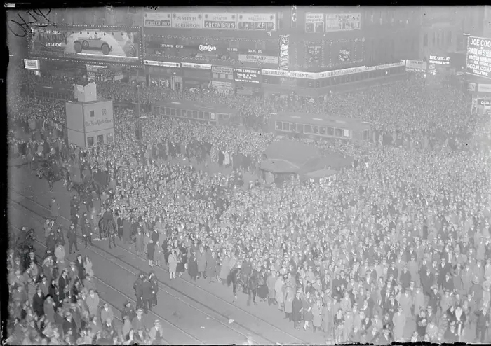 Framed Print : Times Square Election Crowds