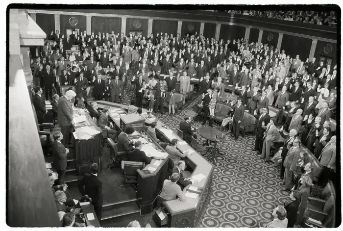 Framed Print : Tip O'Neill Adminsters Oath To Congress
