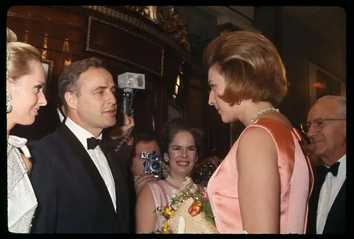 Framed Print : Tippi Hedren with Marlon Brando and Company at Theater Premiere Framed Print : Tippi Hedren with Marlon Brando and Company at Theater Premiere
