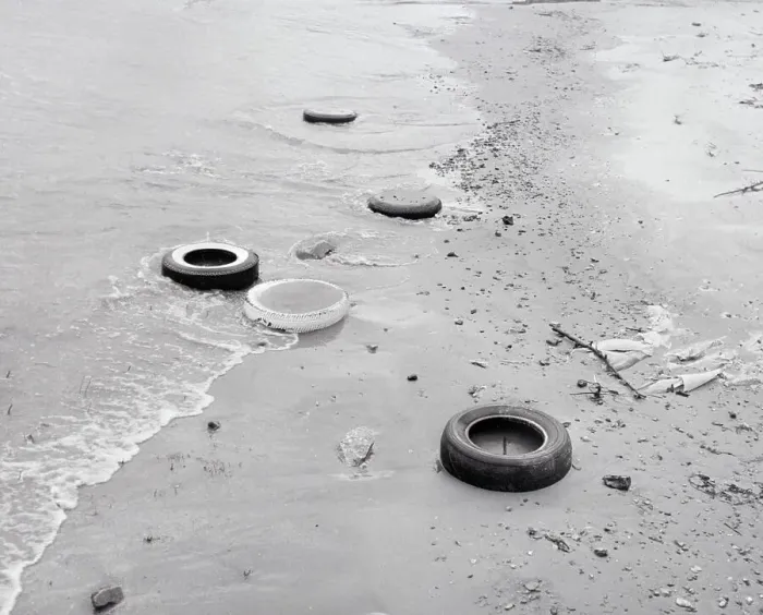 Framed Print : Tires On Shore Of Lake Michigan Framed Print : Tires On Shore Of Lake Michigan