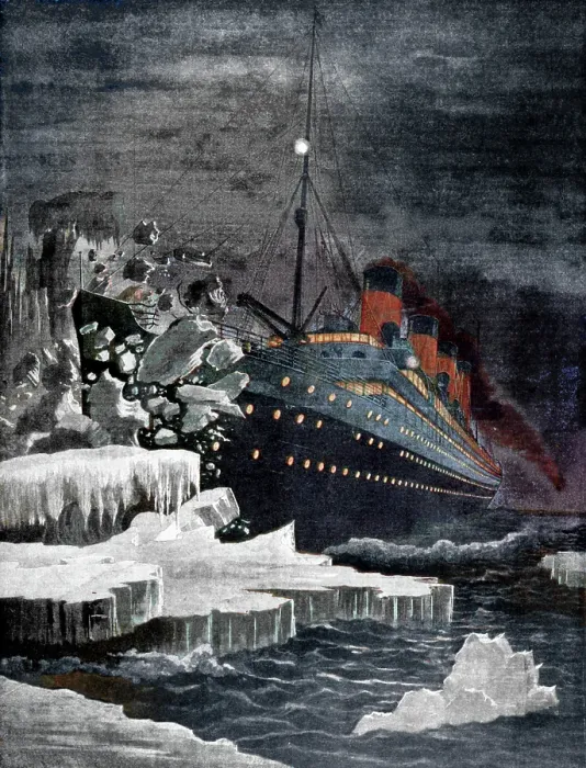 Framed Print : The Titanic Colliding With An Iceberg 1912 Framed Print : The Titanic Colliding With An Iceberg 1912