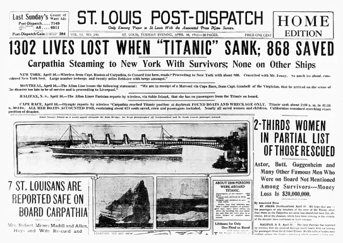 Framed Print : Titanic On The Front Page