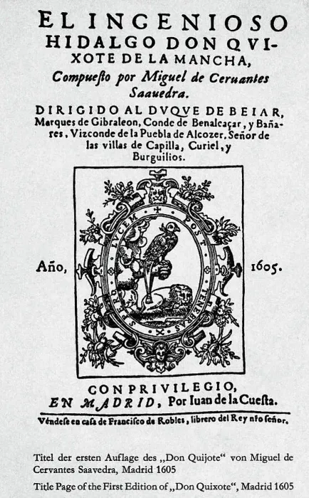 Framed Print : Title Page from the First Edition of Don Quixote by Miguel de Cervantes Framed Print : Title Page from the First Edition of Don Quixote by Miguel de Cervantes
