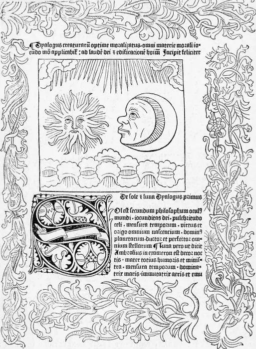 Framed Print : Title Page Of Manuscript W / Moon & Sun Framed Print : Title Page Of Manuscript W / Moon & Sun
