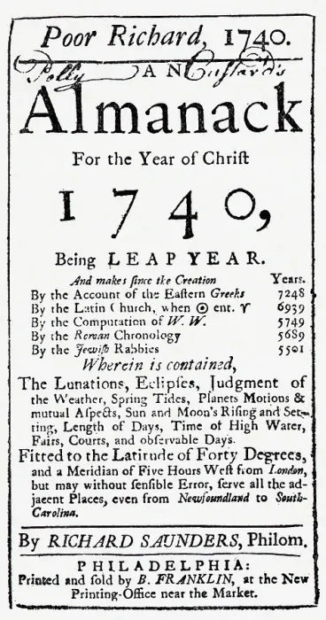 Framed Print : Title Page of Poor Richard's Almanac for 1740 Framed Print : Title Page of Poor Richard's Almanac for 1740