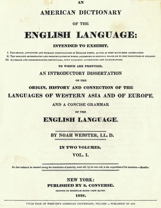 Framed Print : Title Page for Volume 1 of An American Dictionary of the English Language Dictionary, 1828 Framed Print : Title Page for Volume 1 of An American Dictionary of the English Language Dictionary, 1828
