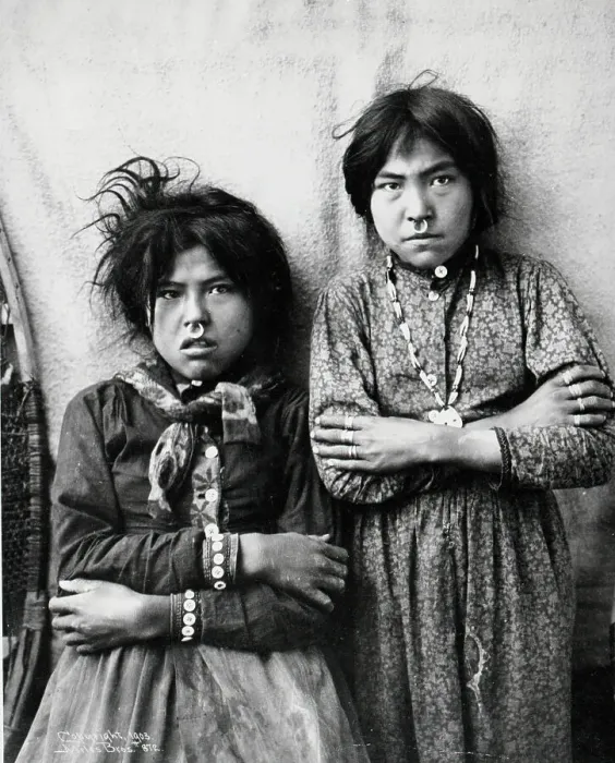 Framed Print : Two Tlingit Girls With Nose Rings Framed Print : Two Tlingit Girls With Nose Rings