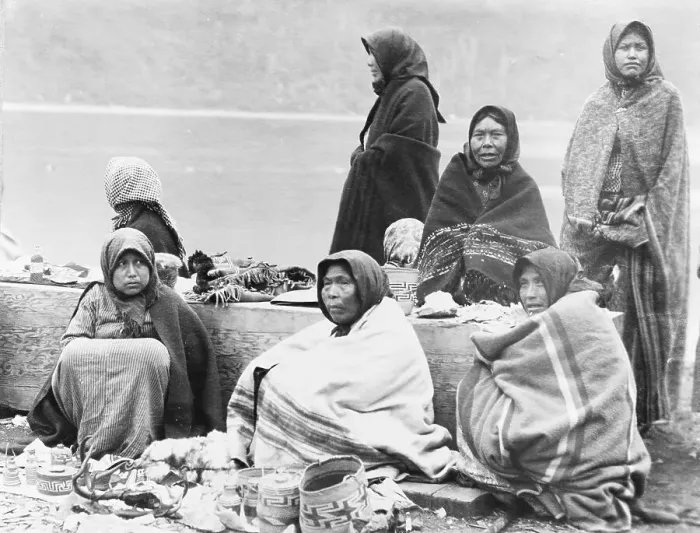 Framed Print : Tlingit Women Selling Basketry Framed Print : Tlingit Women Selling Basketry