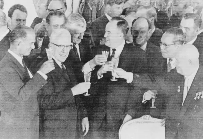 Framed Print : Toasting Nuclear Test Ban Agreement Framed Print : Toasting Nuclear Test Ban Agreement