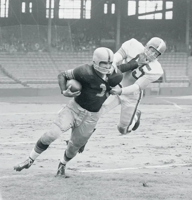 Framed Print : Tobin Rote Blocking Chuck Noll Framed Print : Tobin Rote Blocking Chuck Noll