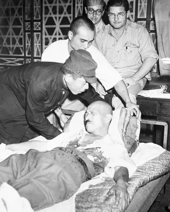 Framed Print : Tojo On Floor After Shooting Himself Framed Print : Tojo On Floor After Shooting Himself