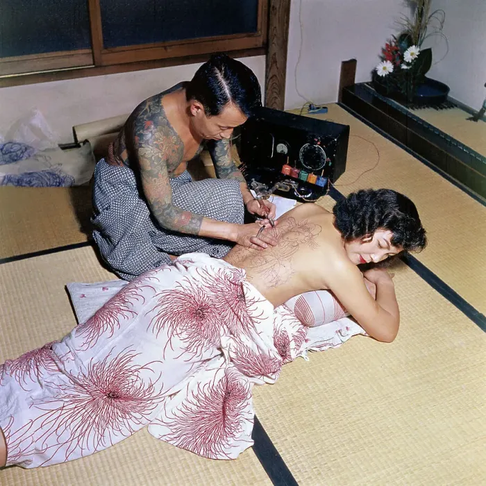 Framed Print : Tokumitsu Uchida Tattooing with Electric Needle Drill Framed Print : Tokumitsu Uchida Tattooing with Electric Needle Drill