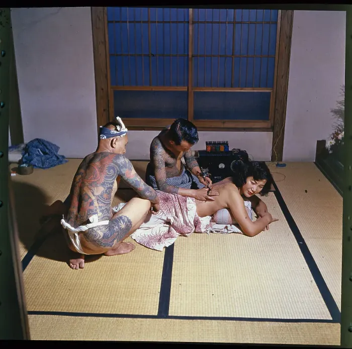 Framed Print : Tokumitsu Uchida Tattooing with Fellow Artist Framed Print : Tokumitsu Uchida Tattooing with Fellow Artist