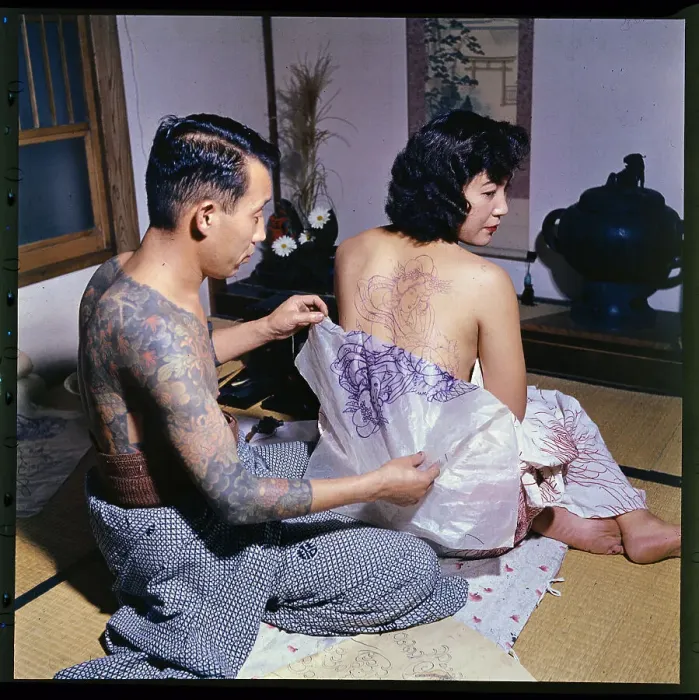 Framed Print : Tokumitsu Uchida Transferring Tattoo Design Framed Print : Tokumitsu Uchida Transferring Tattoo Design
