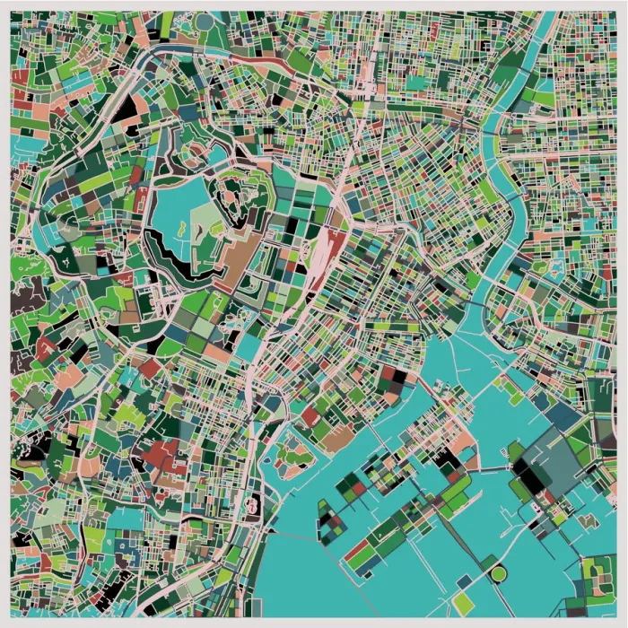 Framed Print : Tokyo art map for travel