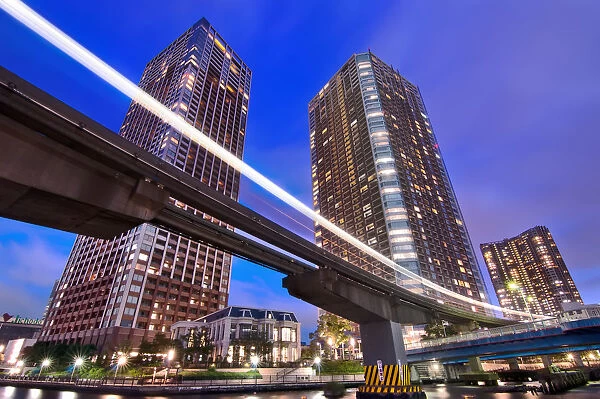 Tokyo Monorail And Skyscrapers