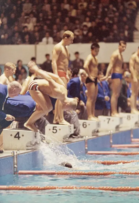 Framed Print : Tokyo Olympics Men's Swimming Event Framed Print : Tokyo Olympics Men's Swimming Event