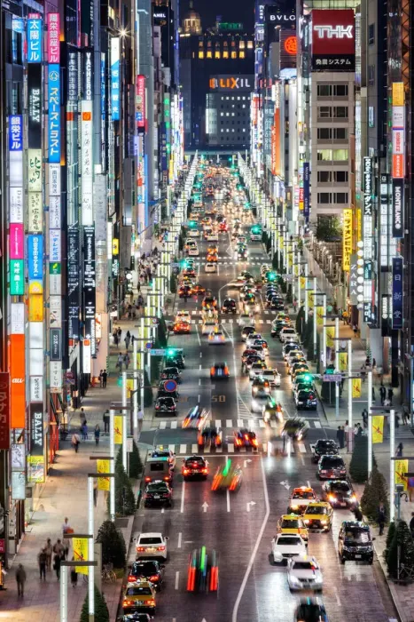 Framed Print : Tokyo Panorama at night. Elevated view along Chuo-dori Framed Print : Tokyo Panorama at night. Elevated view along Chuo-dori