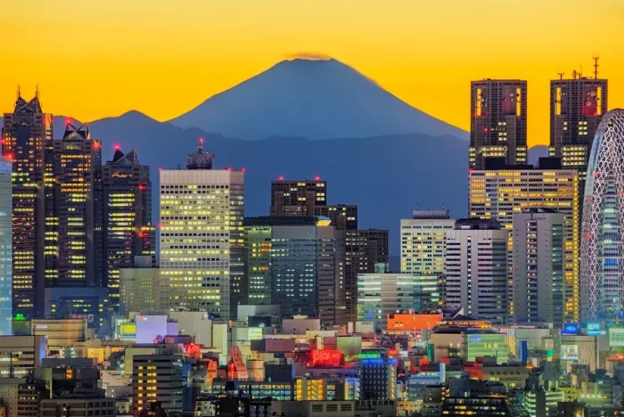 Framed Print : Tokyo Skyline with Mt. Fuji in Magic Light Framed Print : Tokyo Skyline with Mt. Fuji in Magic Light