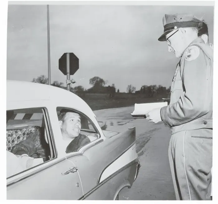 Framed Print : Toll Taker Conversing with Native American Activist in Automobile Framed Print : Toll Taker Conversing with Native American Activist in Automobile
