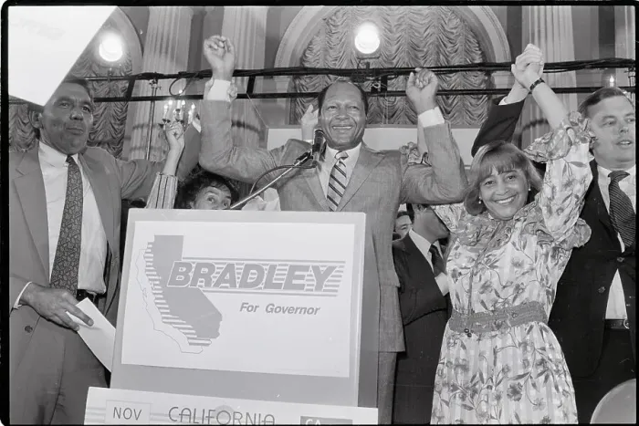 Framed Print : Tom Bradley and Wife Ethel Raising Hands Framed Print : Tom Bradley and Wife Ethel Raising Hands