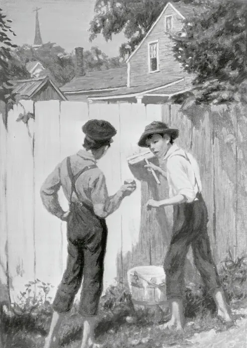Framed Print : Tom Sawyer Washing the Fence Book Illustration from Mark Twain's The Adventures of Tom Sawyer Framed Print : Tom Sawyer Washing the Fence Book Illustration from Mark Twain's The Adventures of Tom Sawyer
