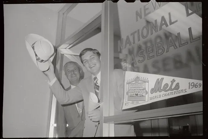 Framed Print : Tom Seaver and Bob Scheffing Waving from Door Framed Print : Tom Seaver and Bob Scheffing Waving from Door