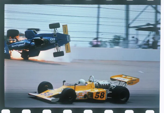 Framed Print : Tom Sneva's Race Car Crashing Framed Print : Tom Sneva's Race Car Crashing