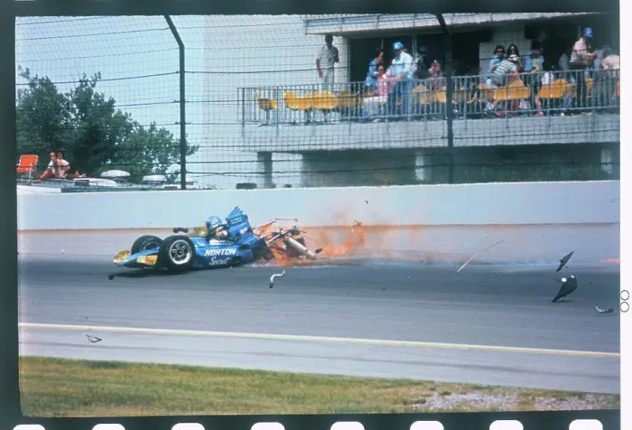 Framed Print : Tom Sneva's Race Car Crashing Framed Print : Tom Sneva's Race Car Crashing