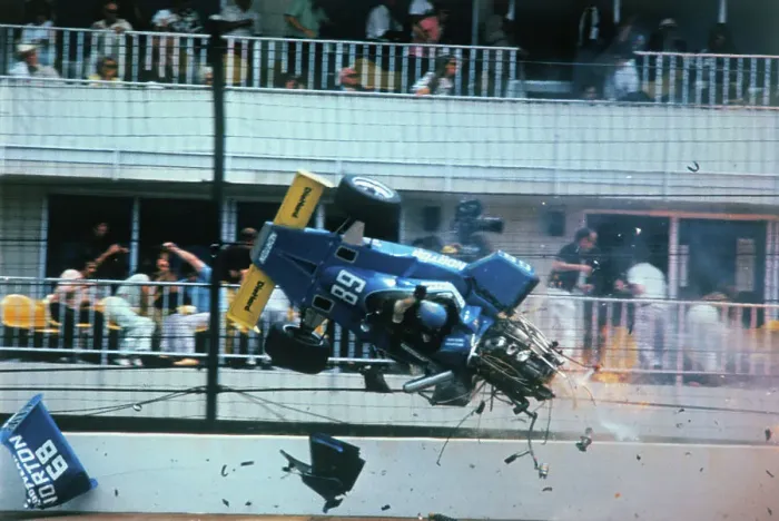 Framed Print : Tom Sneva's Race Car Crashing Framed Print : Tom Sneva's Race Car Crashing
