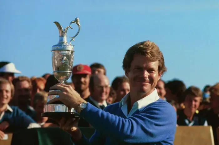 Framed Print : Tom Watson Displaying Trophy