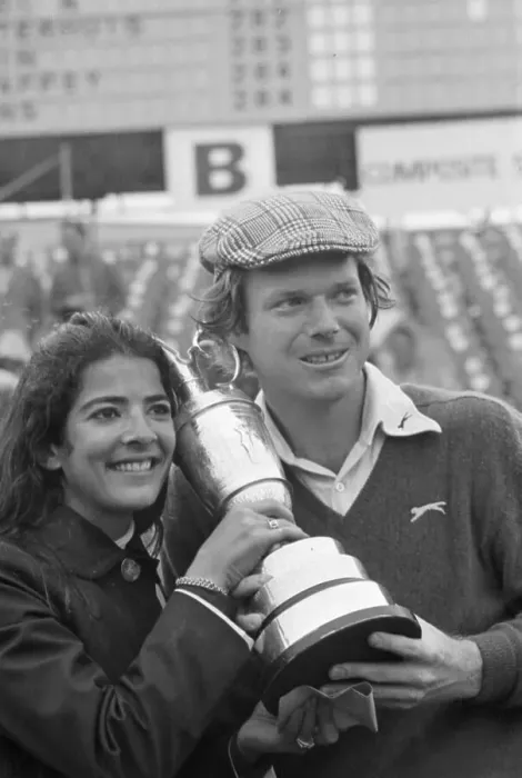 Framed Print : Tom Watson and Wife Holding Trophy Framed Print : Tom Watson and Wife Holding Trophy