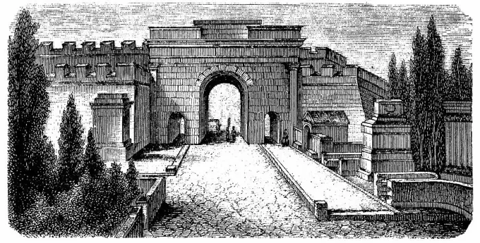 Framed Print : Tomb Road and Herculan Gate, Pompeii, Italy, 1880, digitally restored reproduction of an original 19th century painting, exact original date not known Framed Print : Tomb Road and Herculan Gate, Pompeii, Italy, 1880, digitally restored reproduction of an original 19th century painting, exact original date not known