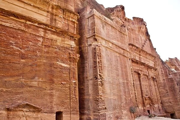 Tombs along the cliff wall at Petra