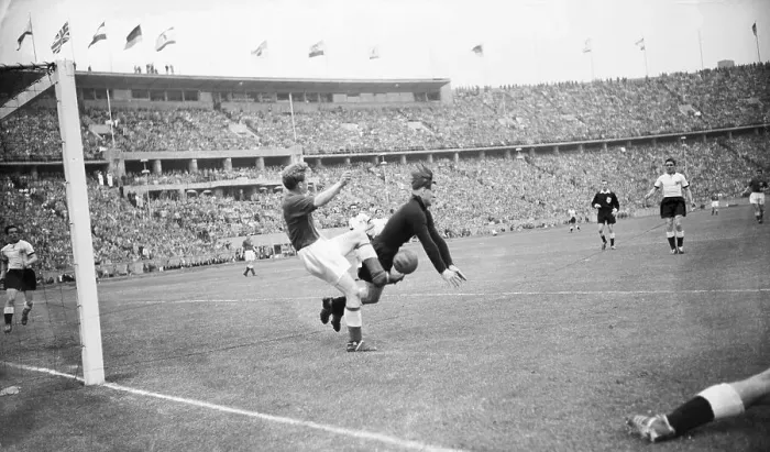 Framed Print : Tommy Taylor Kicking For a Goal Framed Print : Tommy Taylor Kicking For a Goal