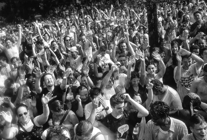Framed Print : Bill Tompkins Crowd watered down Archive
