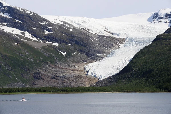 Tongue of the Svartisan Glacier, Northern Norway, Norway, Scandinavia, Europe