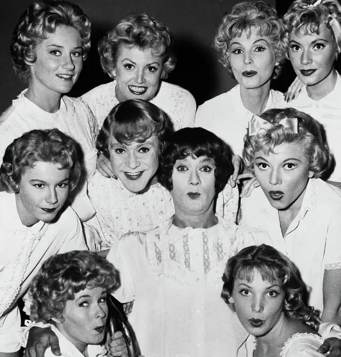 Framed Print : Tony Curtis and Jack Lemmon in Drag Surrounded By Women Framed Print : Tony Curtis and Jack Lemmon in Drag Surrounded By Women