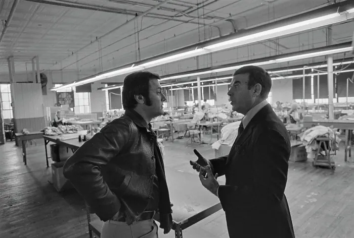 Framed Print : Tony Curtis Visits The Tom James Company Factory, Perth Amboy, New Jersey Framed Print : Tony Curtis Visits The Tom James Company Factory, Perth Amboy, New Jersey
