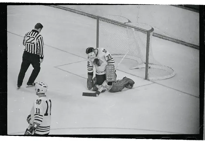 Framed Print : Tony Esposito Blocking Shot Framed Print : Tony Esposito Blocking Shot