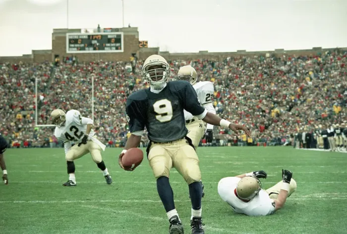 Framed Print : Tony Rice. Notre Dames Tony Rice scores past two Navy defenders Framed Print : Tony Rice. Notre Dames Tony Rice scores past two Navy defenders
