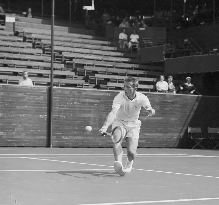 Framed Print : Tony Trabert Volleying a Tennis Ball Framed Print : Tony Trabert Volleying a Tennis Ball