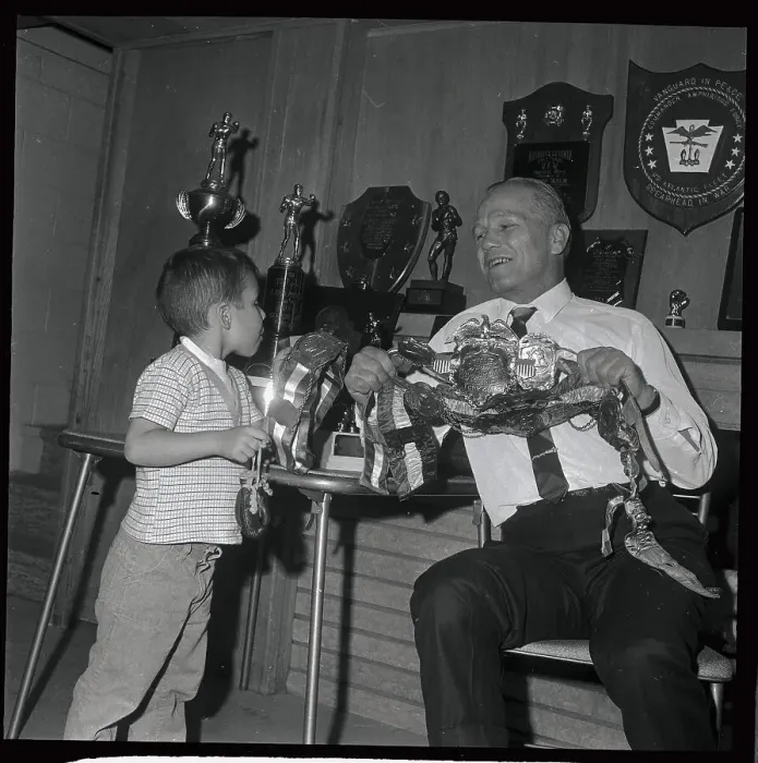 Framed Print : Tony Zale Talking to Nephew Framed Print : Tony Zale Talking to Nephew