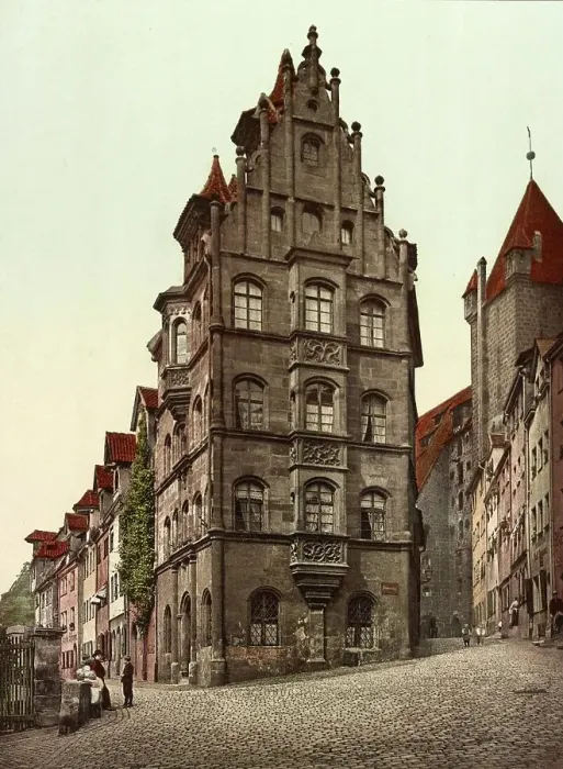 Framed Print : The Toplerhaus, was an important Renaissance town house in Nuremberg, named after the patrician Topler family. It was destroyed in a bombing raid during the Second World War, in Nuremberg, Bavaria, c. 1890, Germany, Historic, digitally restored Framed Print : The Toplerhaus, was an important Renaissance town house in Nuremberg, named after the patrician Topler family. It was destroyed in a bombing raid during the Second World War, in Nuremberg, Bavaria, c. 1890, Germany, Historic, digitally restored