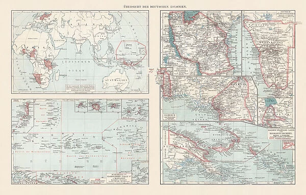 Topographic maps of the former German colonies, lithograph, published 1897