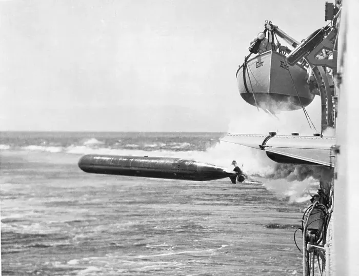 Framed Print : Torpedo Fired from Warship Framed Print : Torpedo Fired from Warship
